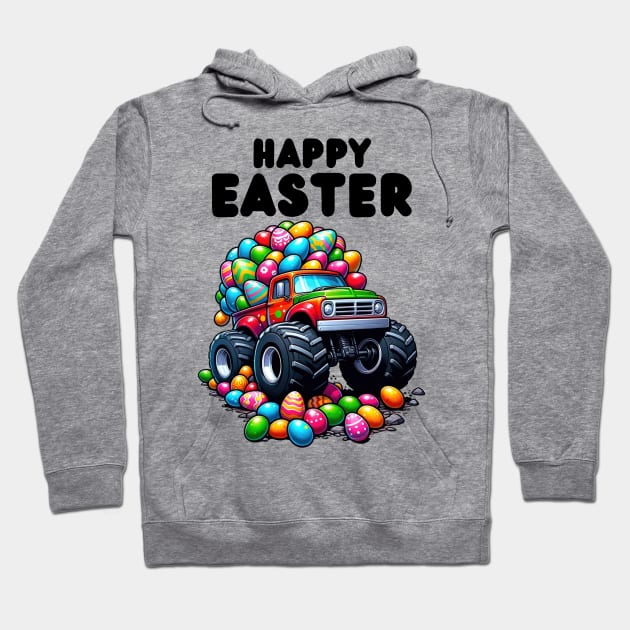 Happy Easter Monster Truck Easter Eggs Toddler Boys Hoodie by starryskin